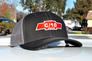 black and grey c10 club apparel trucker hat 